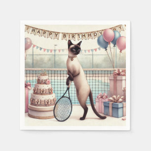 Tennis Cat Birthday Themed Napkins Niedliche Katze Serviette