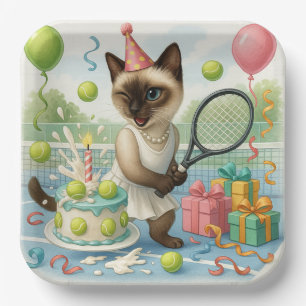 Tennis Cat Paw-some Birthday Party Pappteller