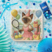Tennis Cat Paw-some Birthday Party Pappteller (Party)