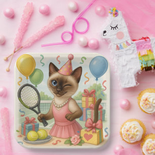 Tennis Cat Paw-some Birthday Party Pappteller