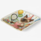 Tennis Cat Paw-some Birthday Party Pappteller (Gewinkelt)