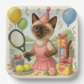 Tennis Cat Paw-some Birthday Party Pappteller (Vorderseite)