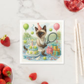 Tennis Cat Paw-some Birthday Party Serviette (Beispiel)