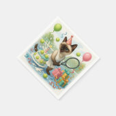 Tennis Cat Paw-some Birthday Party Serviette (Ecke)