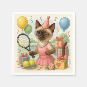Tennis Cat Paw-some Birthday Party Serviette