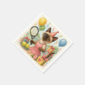 Tennis Cat Paw-some Birthday Party Serviette (Ecke)