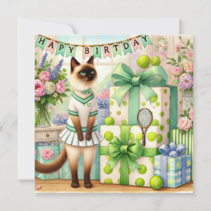 Tennis Cat Wasserfarbe für Geburtstagsgeschenke