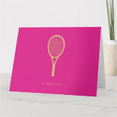 Tennis Chic Pink Gold Custom geklappt Vielen Dank Dankeskarte (Vorderseite)
