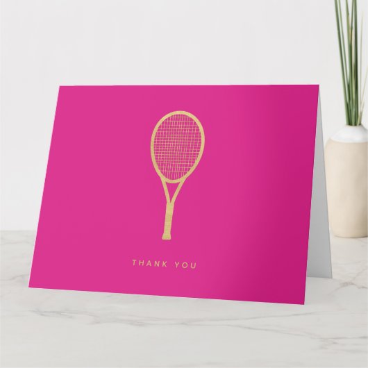 Tennis Chic Pink Gold Custom geklappt Vielen Dank Dankeskarte (Vorderseite)