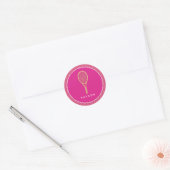 Tennis Chic Pink Gold Individuelle Name Runder Aufkleber (Umschlag)