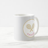 Tennis Chic Player Geschenk Rosa und Gold Custom Kaffeetasse (VorderseiteRechts)