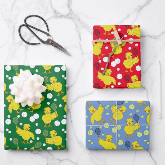 Tennis Chick Muster Wrapping Paper Geschenkpapier Set (Vorderseite)