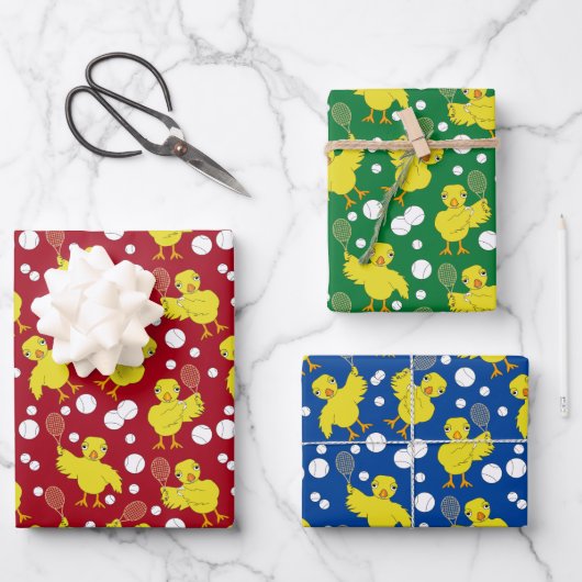 Tennis Chick Muster Wrapping Paper Geschenkpapier Set (Vorderseite)