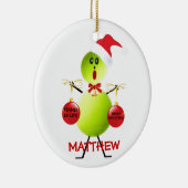 Tennis Christmas Cartoon Keramikornament (Rechts)