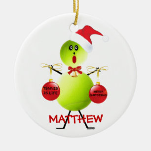 Tennis Christmas Cartoon Keramikornament