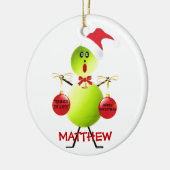 Tennis Christmas Cartoon Keramikornament (Links)