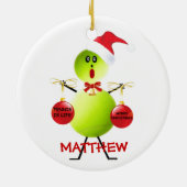 Tennis Christmas Cartoon Keramikornament (Hinten)