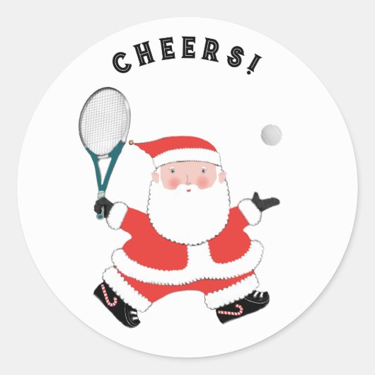 Tennis Christmas Classic Round Sticker (Vorderseite)