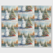 Tennis Christmas  Festive Snowman  Geschenkpapier (Flach)
