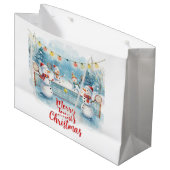 Tennis Christmas  Festive Snowman  Große Geschenktüte (Vorderseite Schrägansicht)