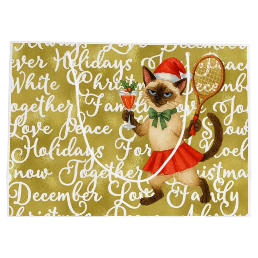 Tennis Christmas Mug Cat Lovers  Große Geschenktüte (Rückseite)