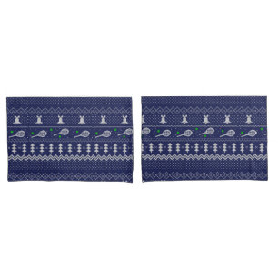 Tennis Christmas Sweater Gezwirntes Muster Blau Kissenbezug