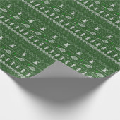 Tennis Christmas Sweater Gezwirntes Muster Grün Geschenkpapier (Ecke)