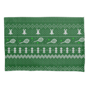 Tennis Christmas Sweater Gezwirntes Muster Grün Kissenbezug