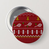 Tennis Christmas Sweater Gezwirntes Muster Red Xma Button (Vorne & Hinten)