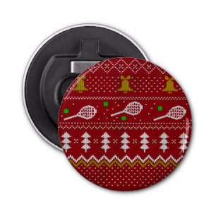 Tennis Christmas Sweater Gezwirntes Muster Red Xma Flaschenöffner