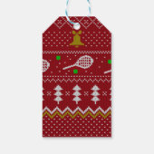 Tennis Christmas Sweater Gezwirntes Muster Red Xma Geschenkanhänger (Rückseite)