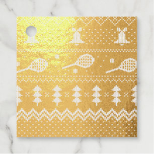 Tennis Christmas Sweater Gezwirntes Muster Red Xma Geschenkanhänger