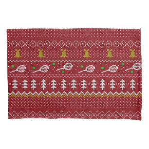 Tennis Christmas Sweater Gezwirntes Muster Red Xma Kissenbezug