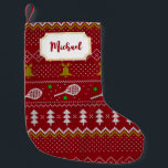 Tennis Christmas Sweater Gezwirntes Muster Red Xma Kleiner Weihnachtsstrumpf<br><div class="desc">Warme und gemütliche Wintertage und Nächte Illustration Design,  mit klassisch gewirktem,  lustig hässlichem Weihnachtspulli mit Tennisschlägern und grünen Tennisbällen,  Steinglocken,  Tannenbäumen und Schneeflocken. Minimalistisches Xmas Sweater Muster festliche Design in hellblau und weiß für Tennisspieler. Tennis Weihnachtsmusterpulli Tennis Xmas Design. Skandi Tennis Weihnachtsgeschenke Weihnachten. Nordisches Tennis-Weihnachtsmuster. Tennis Weihnachtsgeschenke</div>