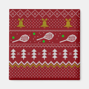 Tennis Christmas Sweater Gezwirntes Muster Red Xma Magnet