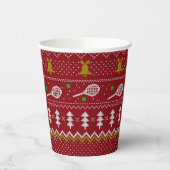 Tennis Christmas Sweater Gezwirntes Muster Red Xma Pappbecher (Links)