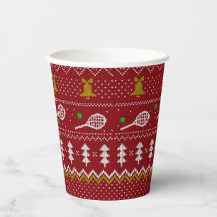 Tennis Christmas Sweater Gezwirntes Muster Red Xma Pappbecher