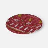 Tennis Christmas Sweater Gezwirntes Muster Red Xma Pappteller (Schrägansicht)