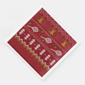 Tennis Christmas Sweater Gezwirntes Muster Red Xma Serviette (Ecke)