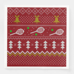 Tennis Christmas Sweater Gezwirntes Muster Red Xma Serviette