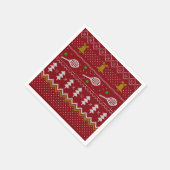 Tennis Christmas Sweater Gezwirntes Muster Red Xma Serviette (Ecke)