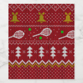 Tennis Christmas Sweater Gezwirntes Muster Red Xma Weinetikett (Einzelnes Label)