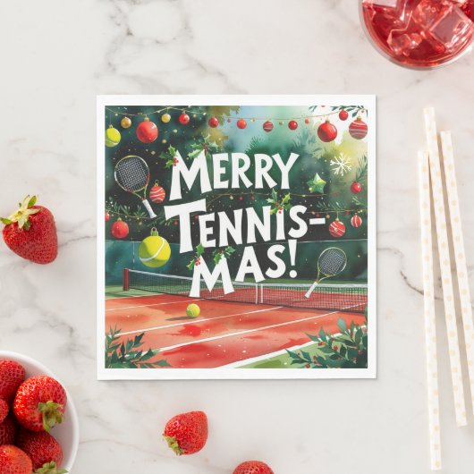 Tennis Christmas Thema Merry Tennis Mas Serviette (Beispiel)