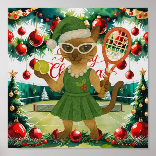 Tennis Christmas Themed dress for cat lovers Poster (Vorne)