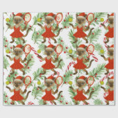 Tennis Christmas themed fir Siamese cat Lovers Geschenkpapier (Flach)