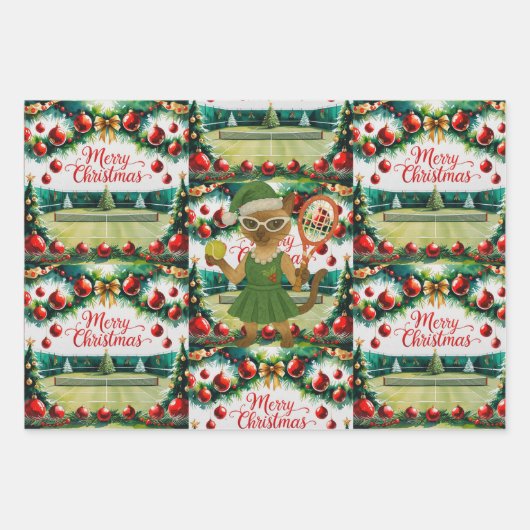 Tennis Christmas themed for Cat Lovers Geschenkpapier Set (Vorderseite)