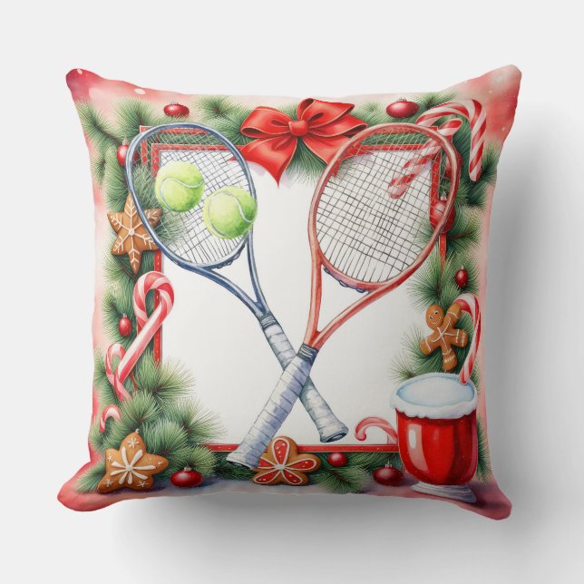 Tennis Christmas Themed for Player Kissen (Vorderseite)