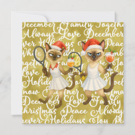Tennis Christmas themed for player who loves cat Feiertagskarte