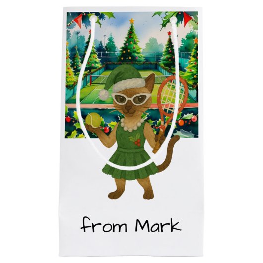 Tennis Christmas Themed for Siamese Cat Lovers Kleine Geschenktüte (Vorderseite)