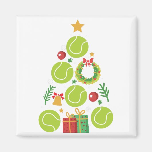 Tennis Christmas Tree | Weihnachtssportgeschenk Magnet (Vorne)